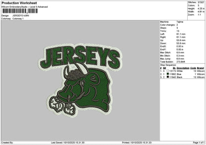 Jerseystext Embroidery File 6 sizes