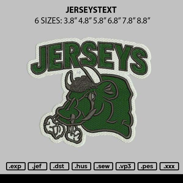 Jerseystext Embroidery File 6 sizes