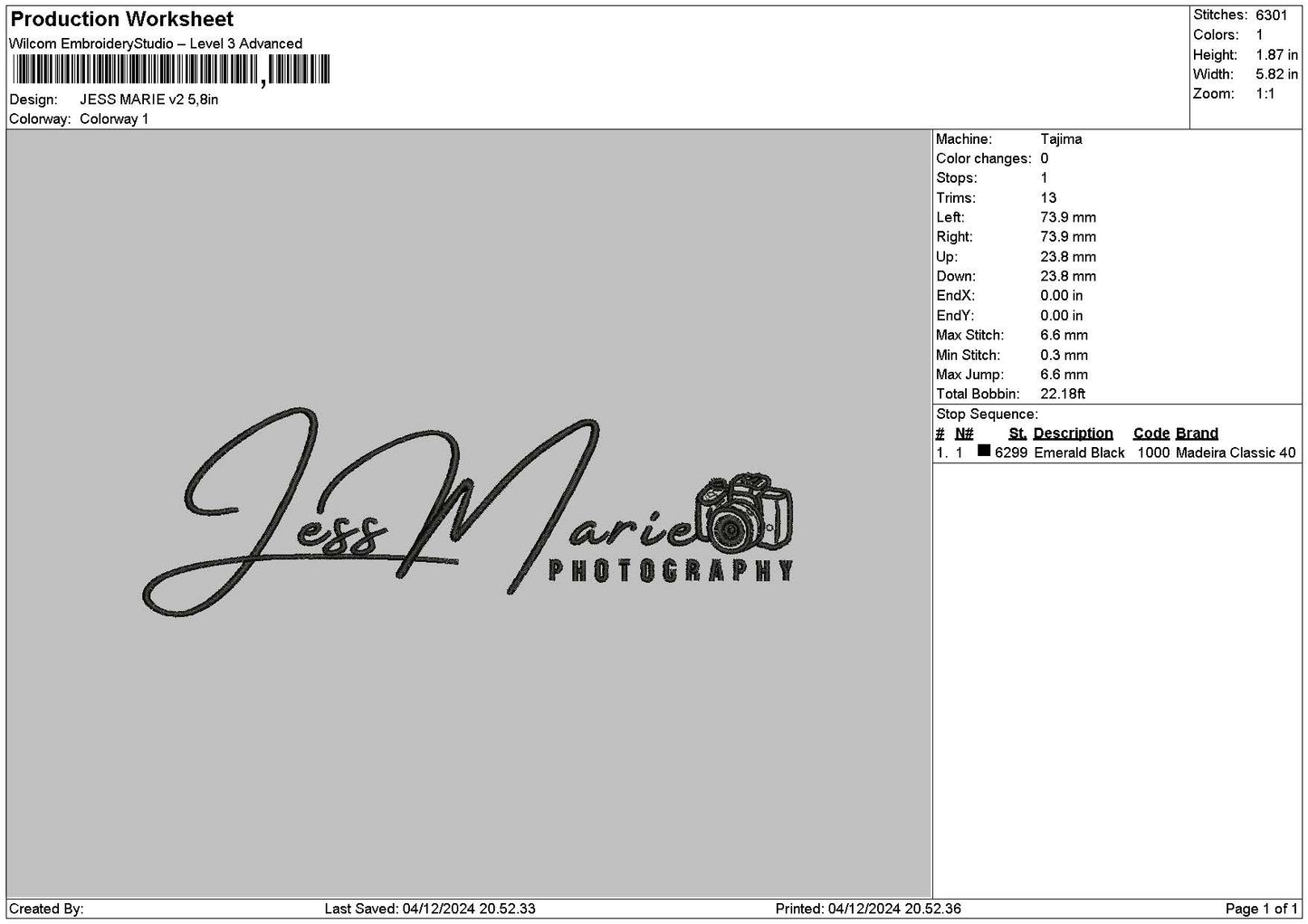 Marietext v2 Embroidery File 6 sizes