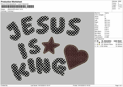 Jesus Applique Embroidery Machine Design File 6 sizes