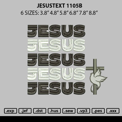 Jesustext 1105b Embroidery File 6 sizes