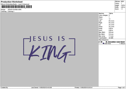 Jesustext 1105a Embroidery File 6 sizes