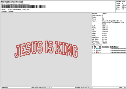 Jesustext 1912 Embroidery File 6 sizes