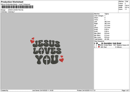Jesustext 2410 Embroidery File 6 sizes