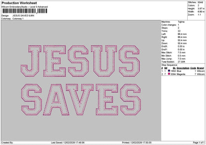 Jesustext App 1202 Embroidery File 6 sizes