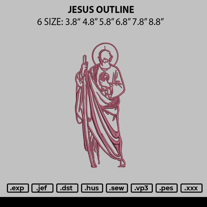 Jesus Outline Embroidery File 6 sizes