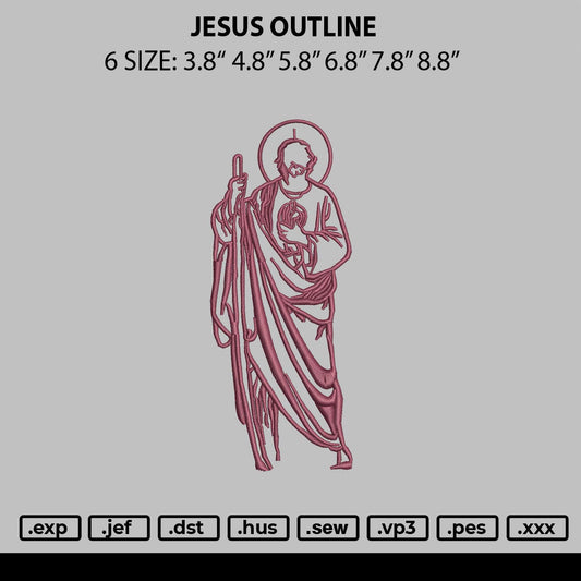 Jesus Outline Embroidery File 6 sizes