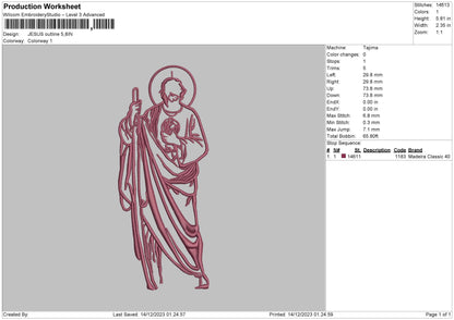 Jesus Outline Embroidery File 6 sizes