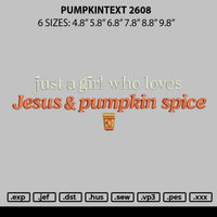 Pumpkintext2608 Embroidery File 6 sizes