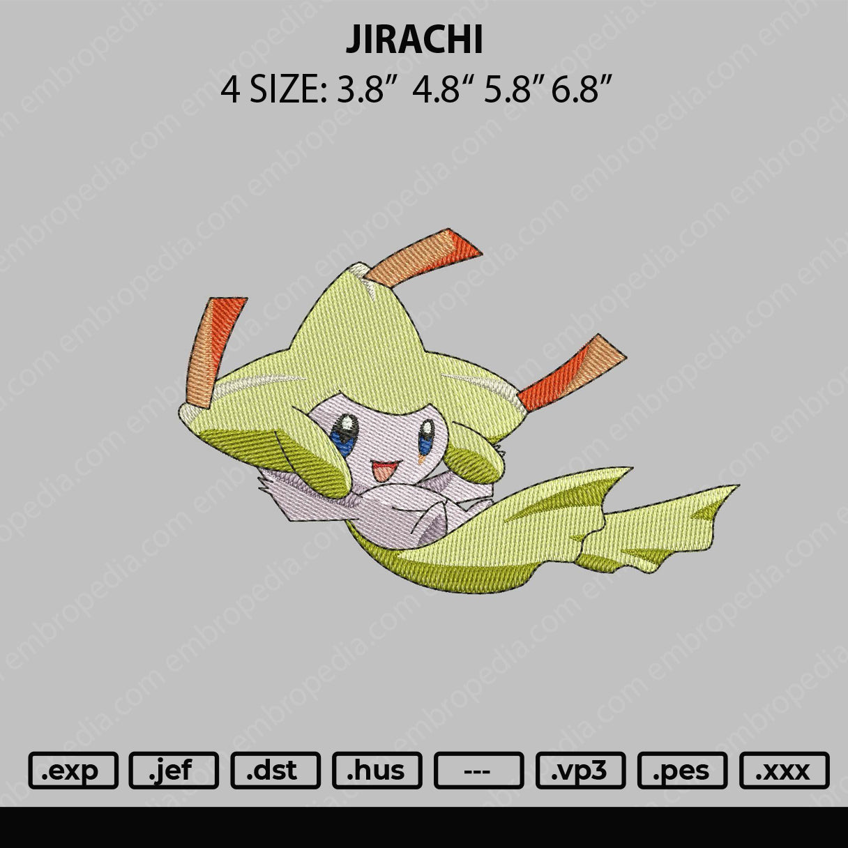Jirachi Embroidery File 4 size