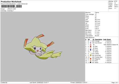 Jirachi Embroidery File 4 size