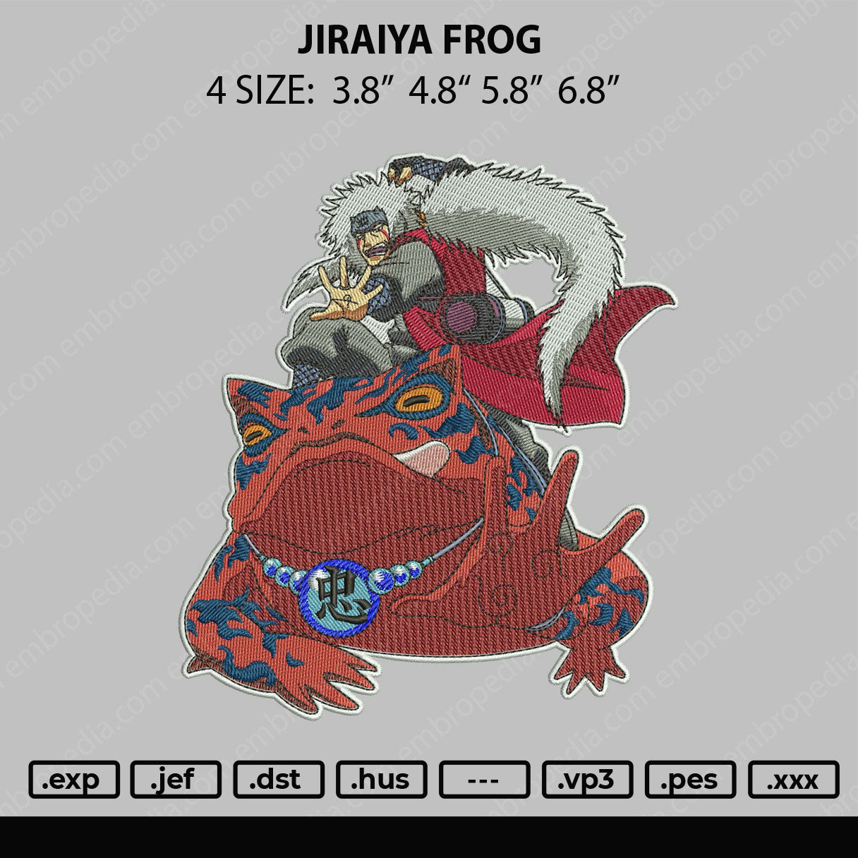 Jiraiya Frog Embroidery File 4 size