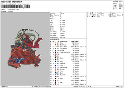 Jiraiya Frog Embroidery File 4 size