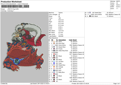 Jiraiya Frog Embroidery File 4 size