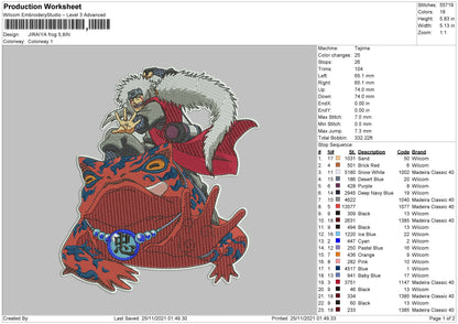 Jiraiya Frog Embroidery File 4 size