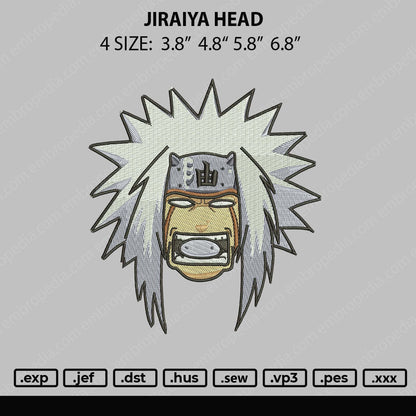 Jiraiya Head Embroidery File 4 size