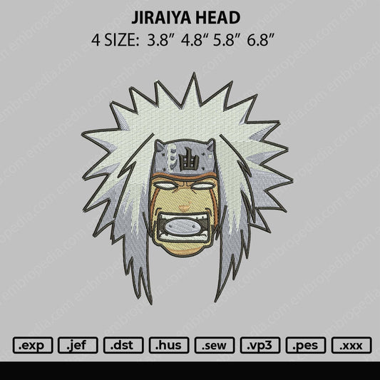 Jiraiya Head Embroidery File 4 size
