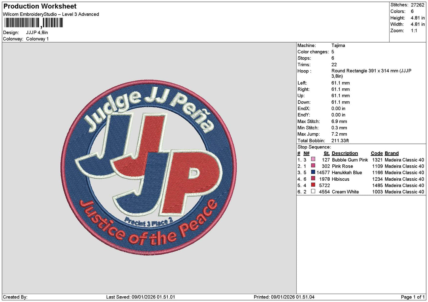 Jpcircle Embroidery File 6 sizes