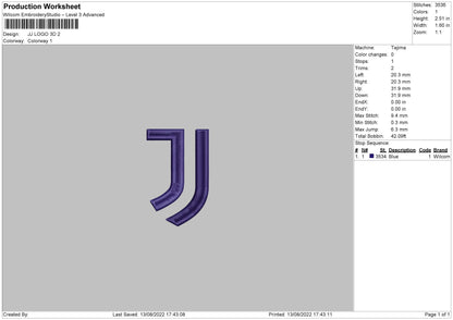 JJ Logo Embroidery File 6 sizes