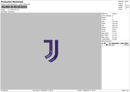JJ Logo Embroidery File 6 sizes