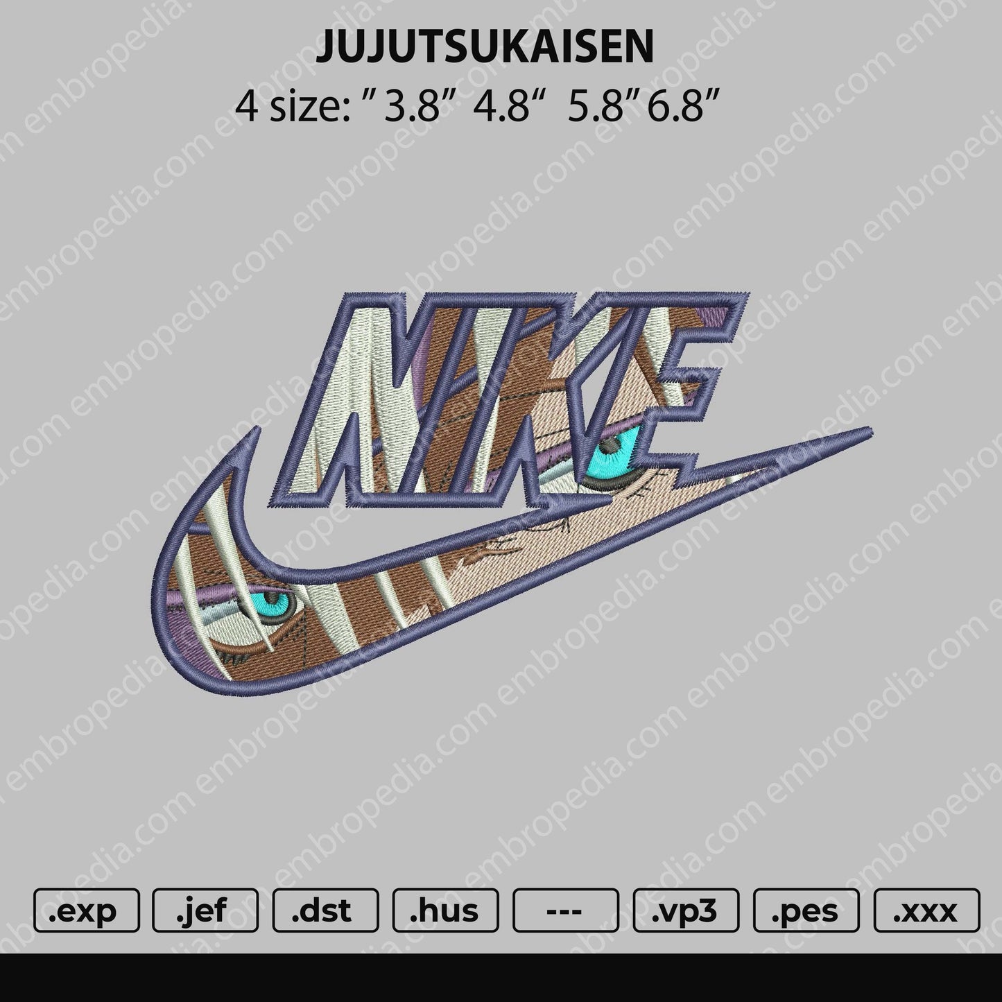 Nike Jujutsukaisen Embroidery File 4 size