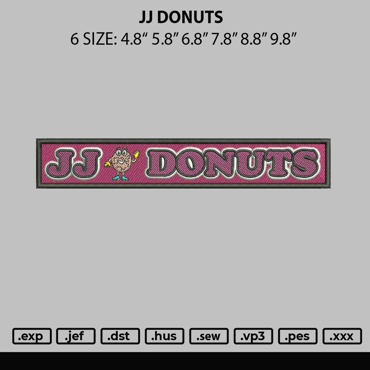 JJ Donuts Embroidery File 6 sizes