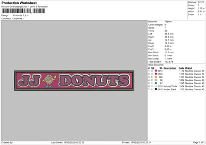 JJ Donuts Embroidery File 6 sizes
