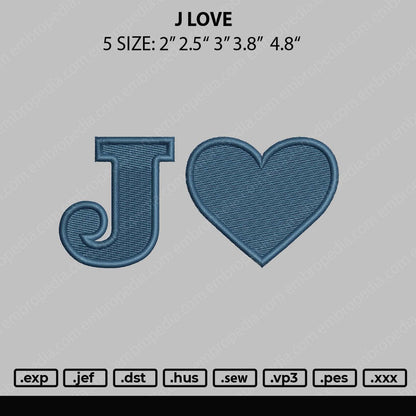 J Love Embroidery File 4 size
