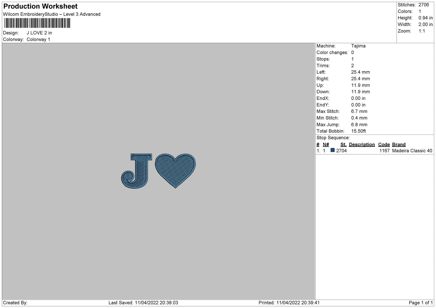 J Love Embroidery File 4 size