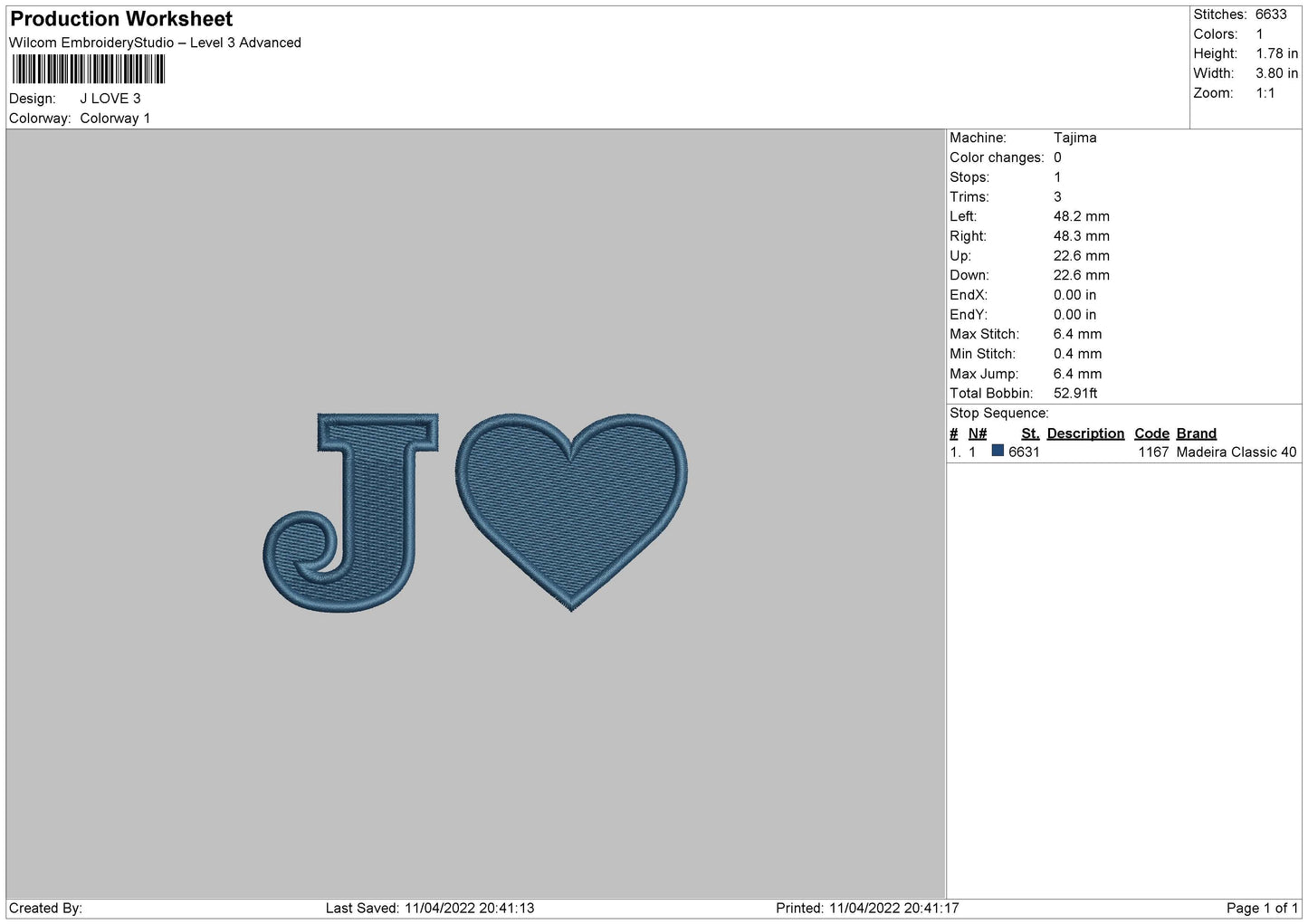 J Love Embroidery File 4 size