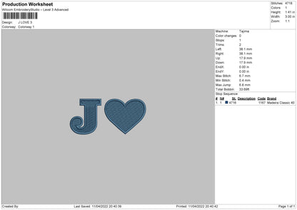 J Love Embroidery File 4 size