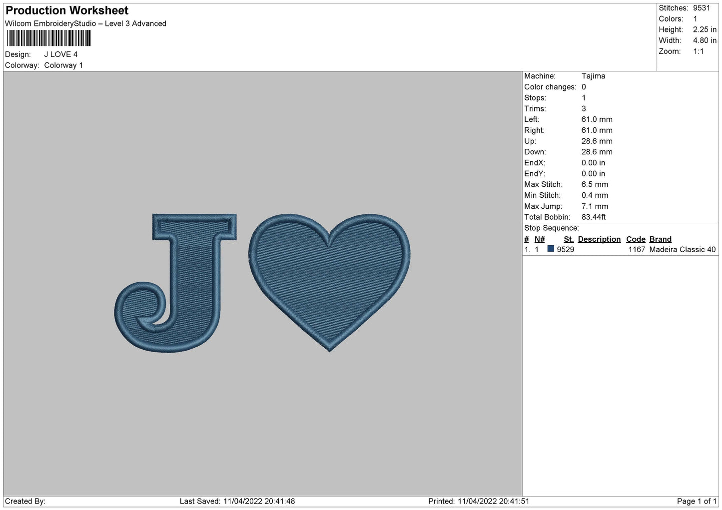J Love Embroidery File 4 size