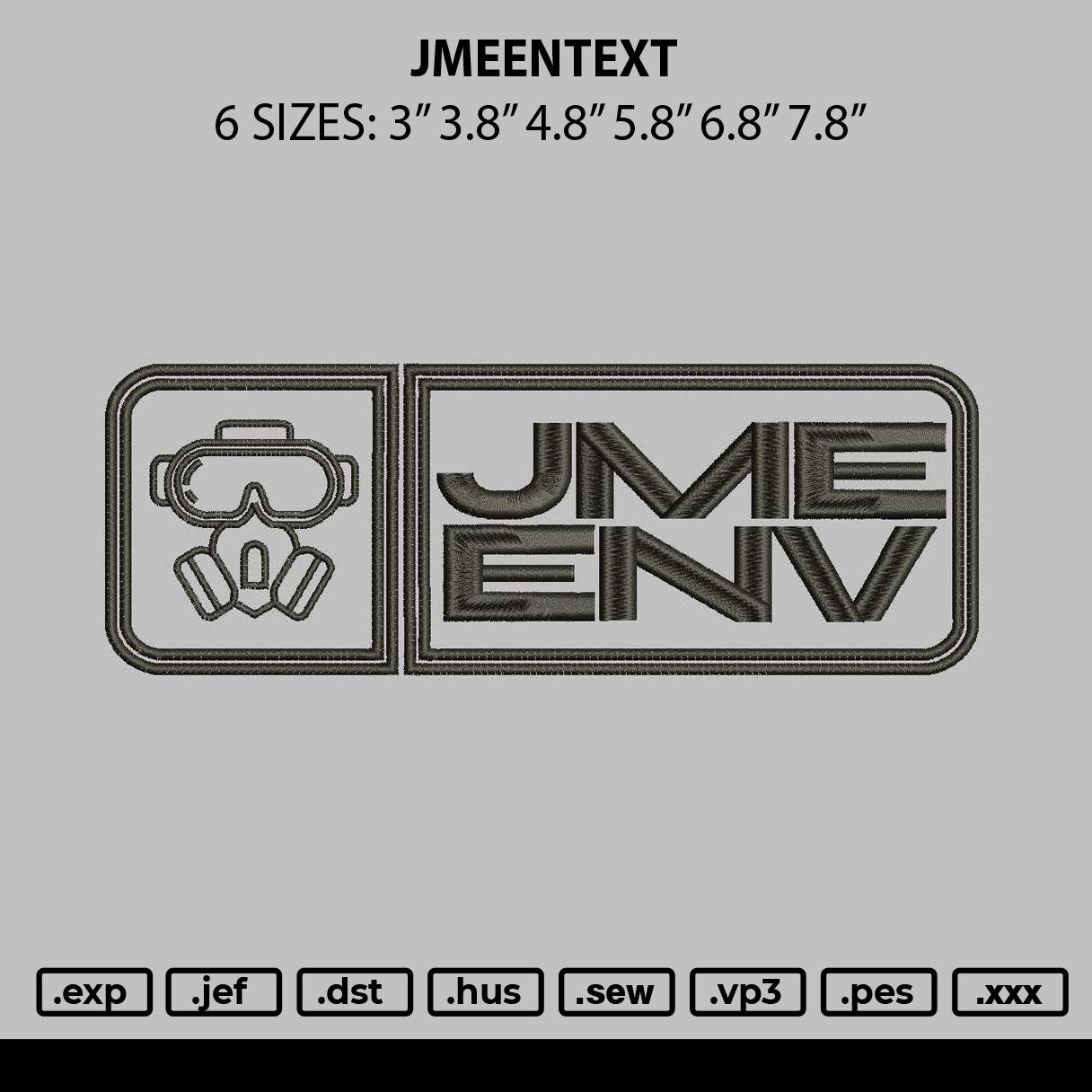 Jmeenvtext Embroidery File 6 sizes
