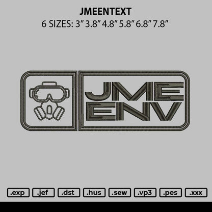 Jmeenvtext Embroidery File 6 sizes