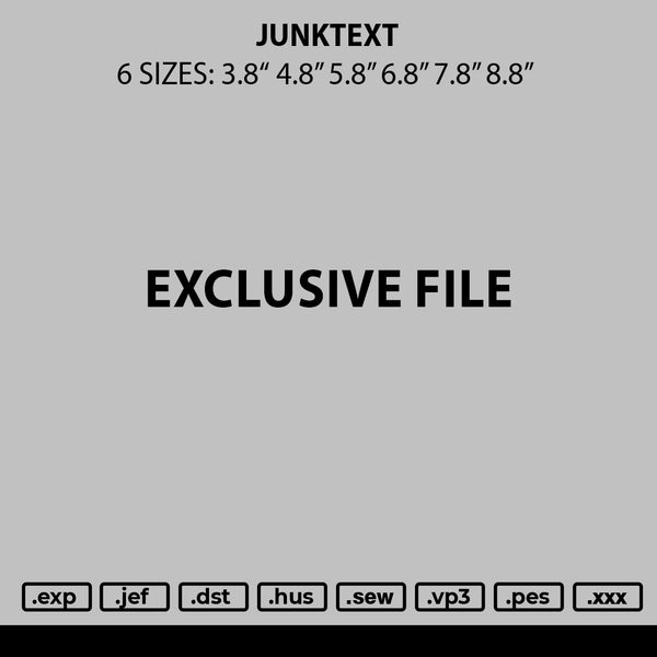 Junktext Embroidery File 6 sizes
