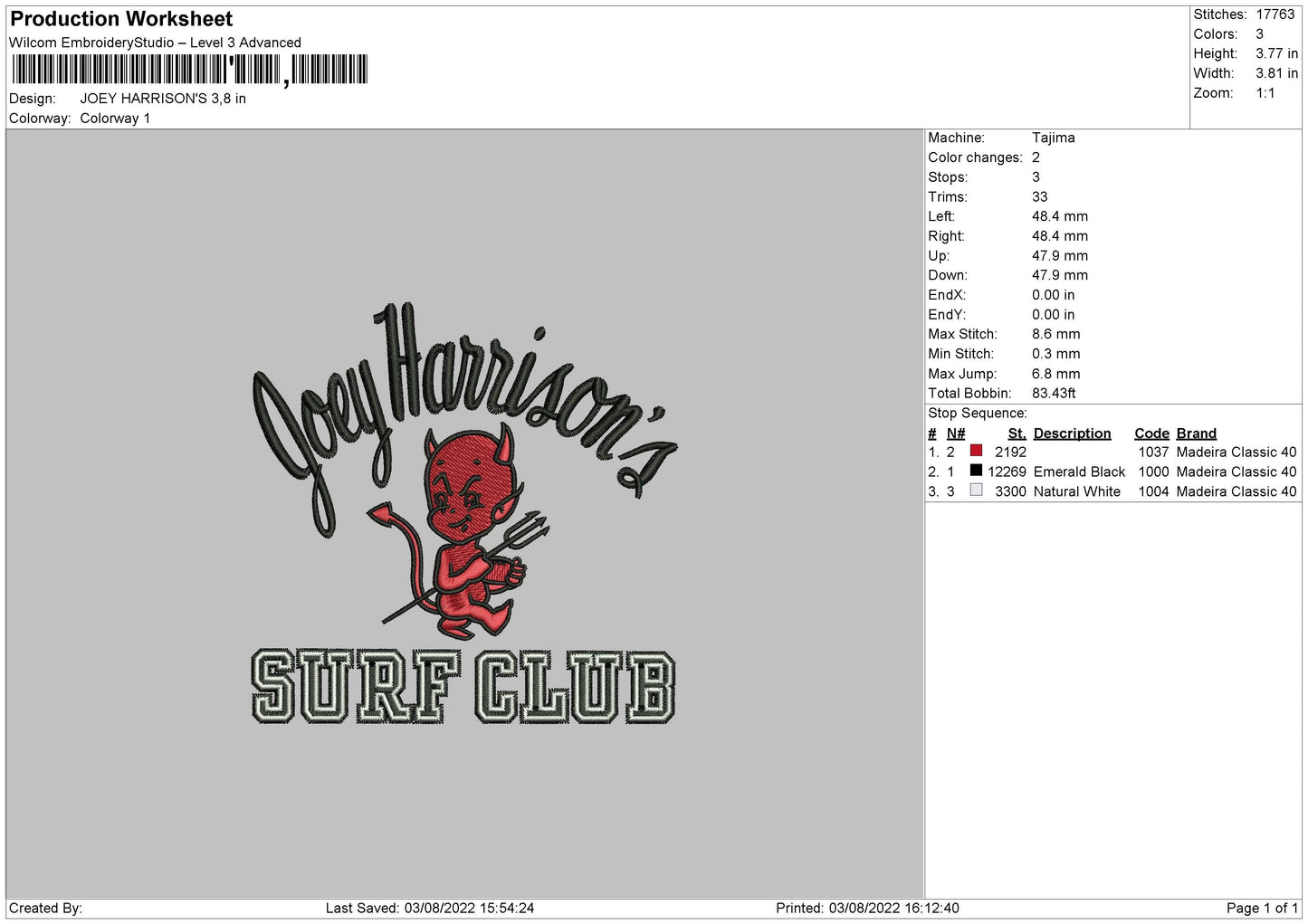 Joey Harrions Embroidery File 4 sizes