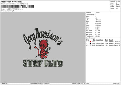 Joey Harrions Embroidery File 4 sizes