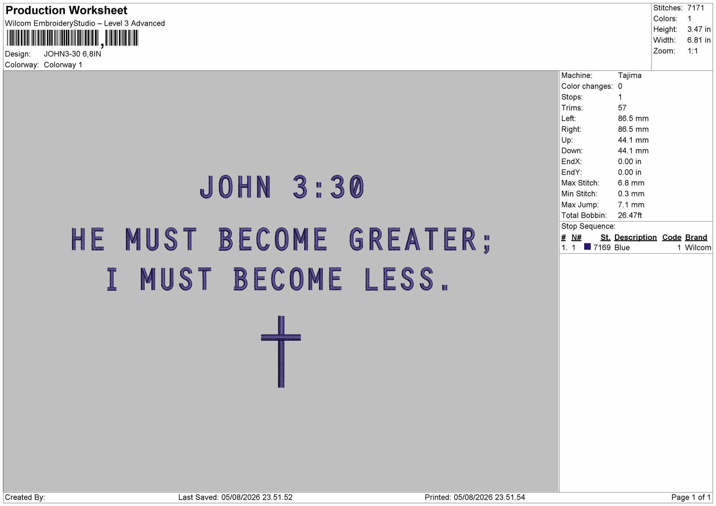 John Text 330 Embroidery Machine Design File 6 sizes