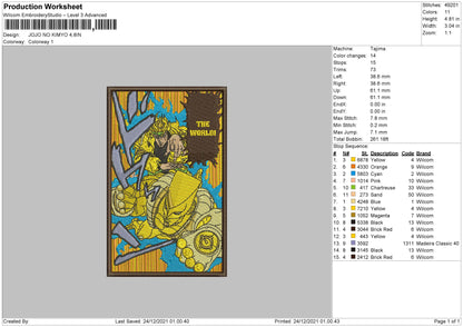 Jojo No Kimyo Embroidery File 4 size