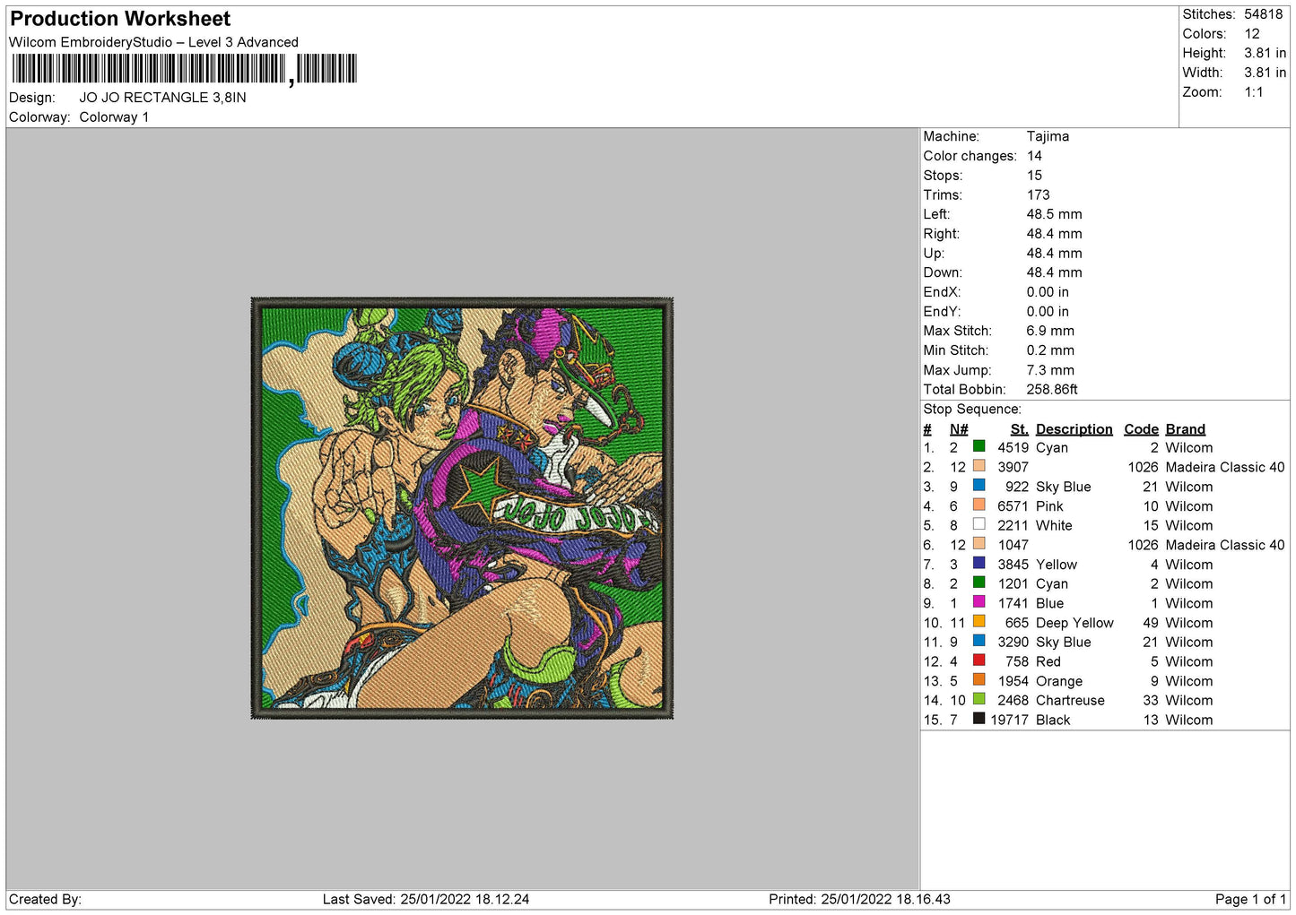 Jojo Rectangle Embroidery File 4 size