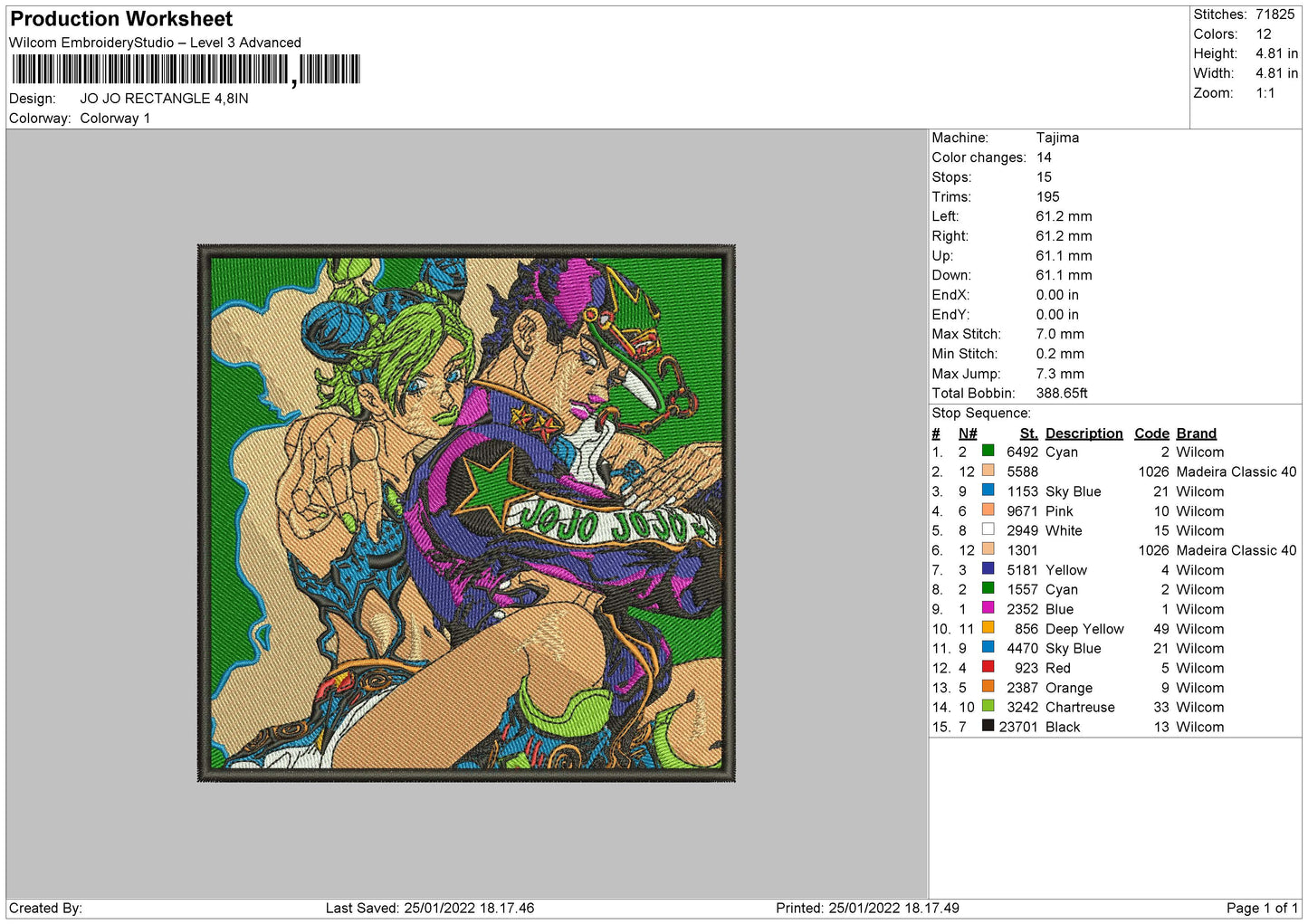 Jojo Rectangle Embroidery File 4 size