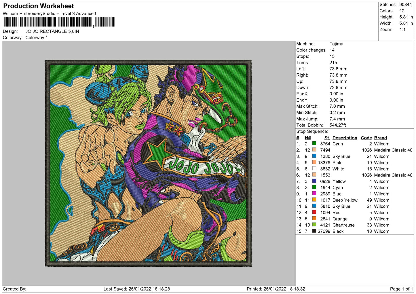 Jojo Rectangle Embroidery File 4 size