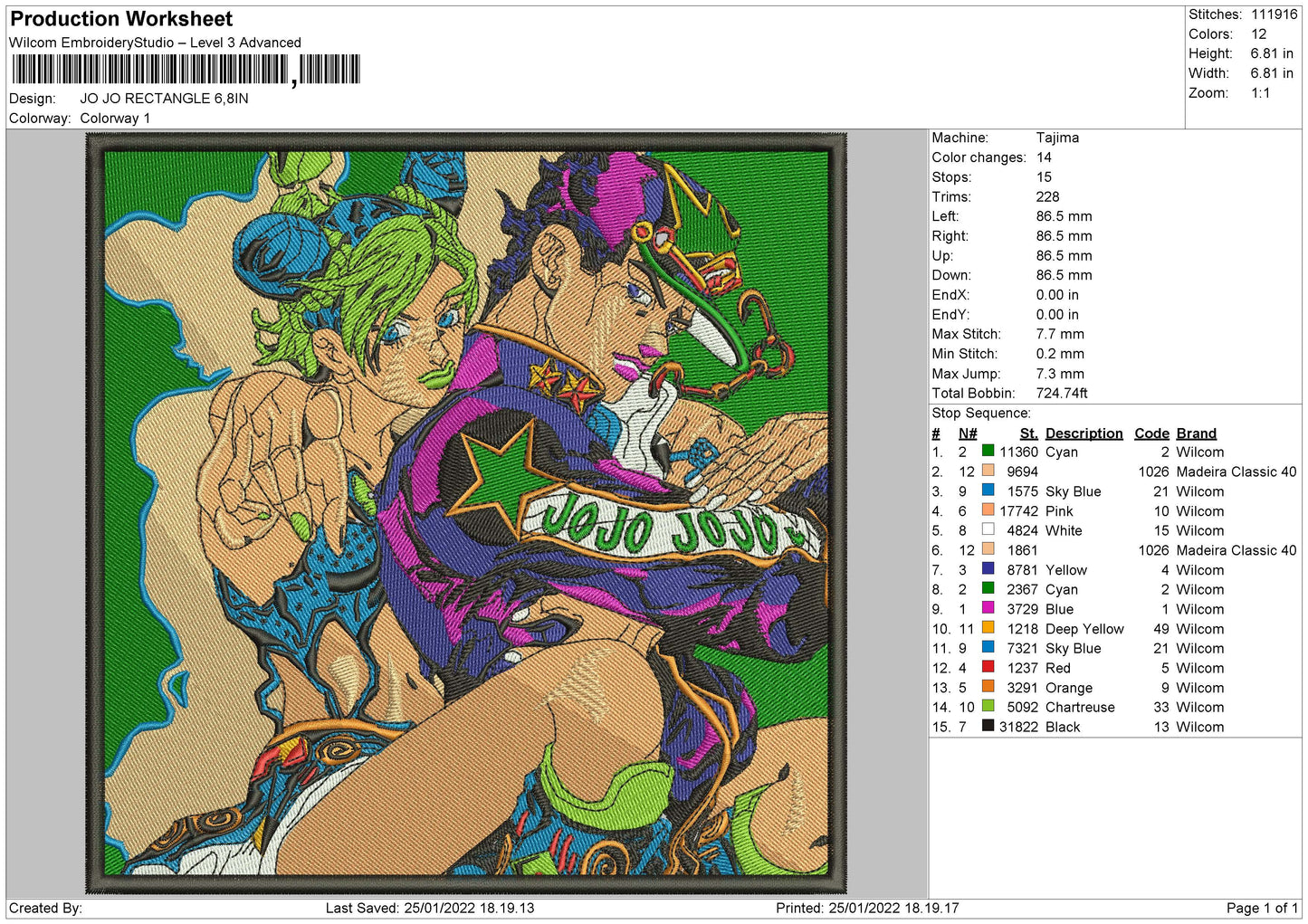 Jojo Rectangle Embroidery File 4 size