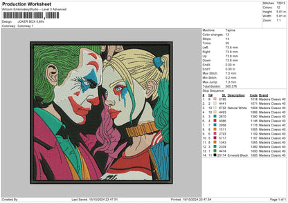 Joker Box Embroidery File 6 sizes