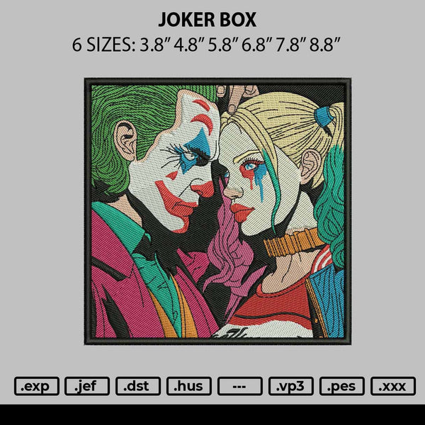 Joker Box Embroidery File 6 sizes