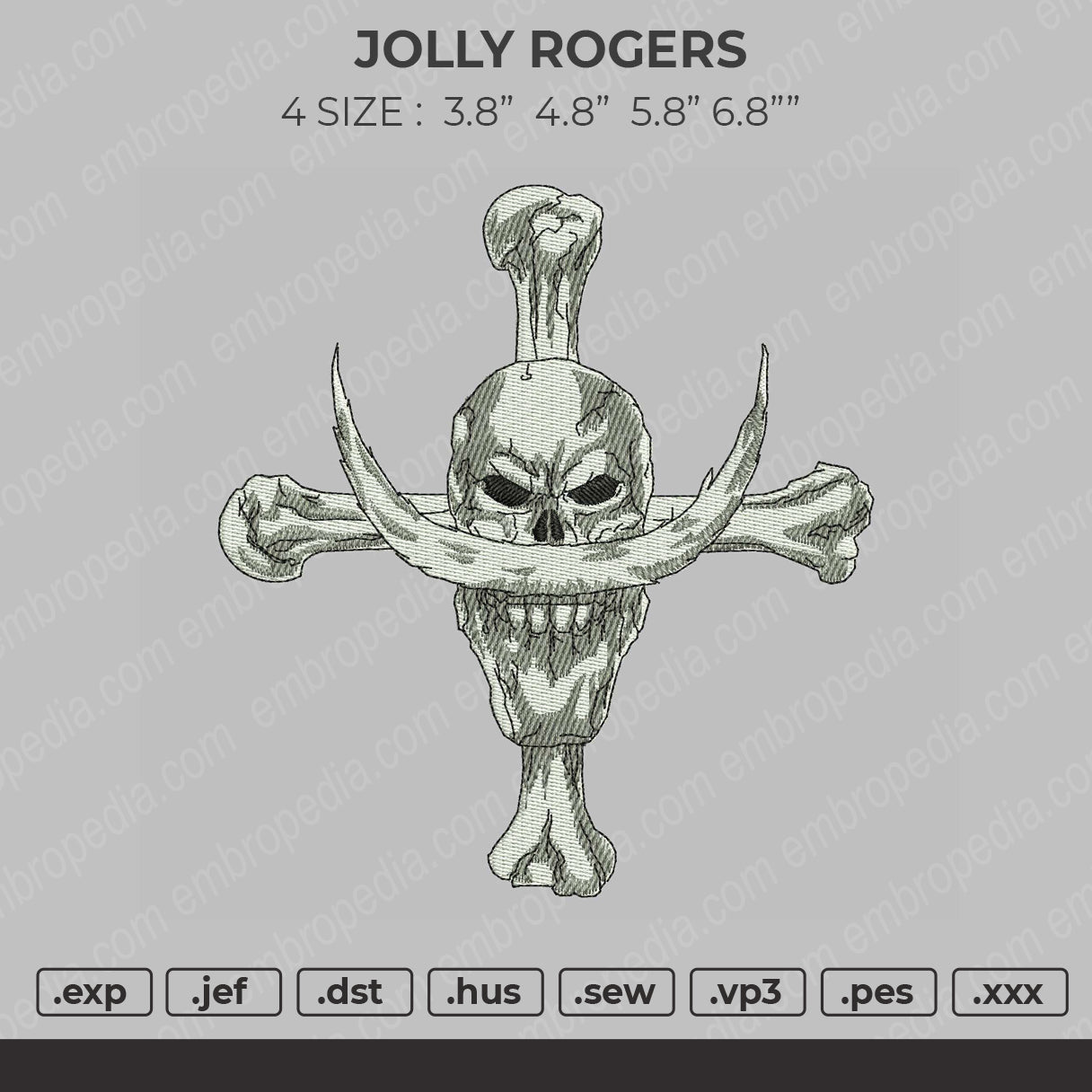 Jolly Rogers Embroidery File 4 size