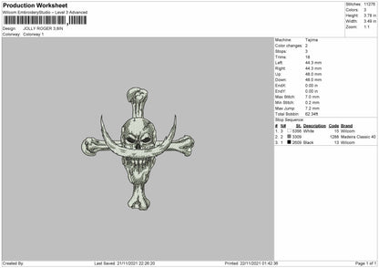 Jolly Rogers Embroidery File 4 size