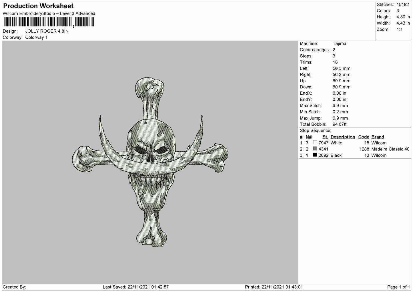 Jolly Rogers Embroidery File 4 size