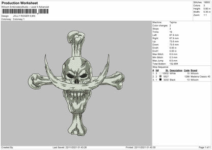 Jolly Rogers Embroidery File 4 size