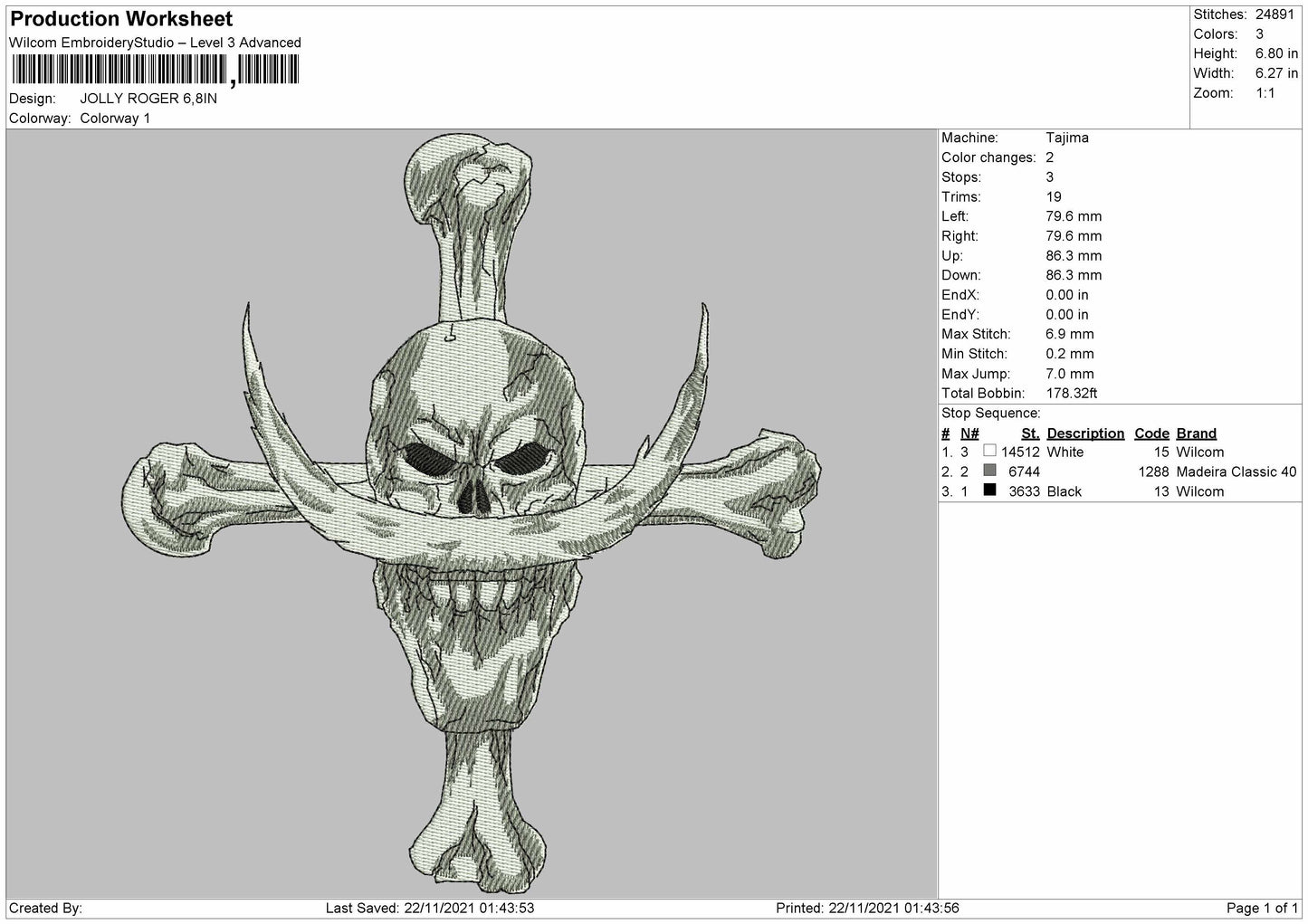 Jolly Rogers Embroidery File 4 size